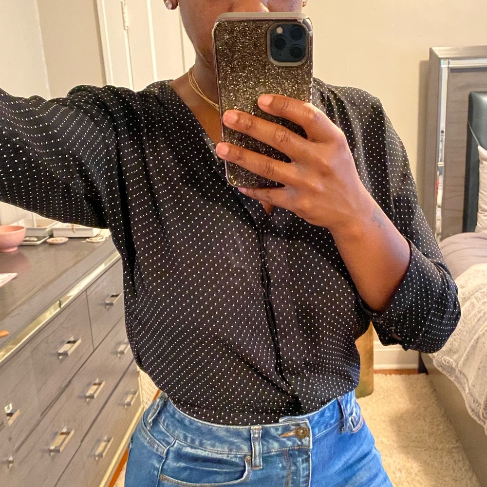 Zara Black/white MICRO Polka Dot Bodysuit - Picture 2 of 7
